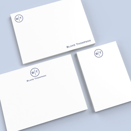 Circle Initials Flat Note Card Collection